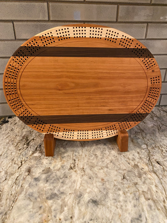 Cribbage board - Cherry, Walnut Maple (Customizable) - 4 lane
