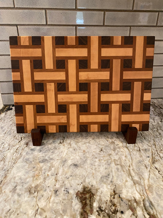 Basketweave end grain cutting board/chopping block Maple, Cherry, and Walnut
