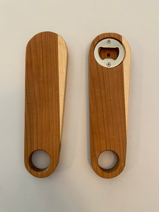 Large Hardwood Bottle Opener - Cherry and Maple