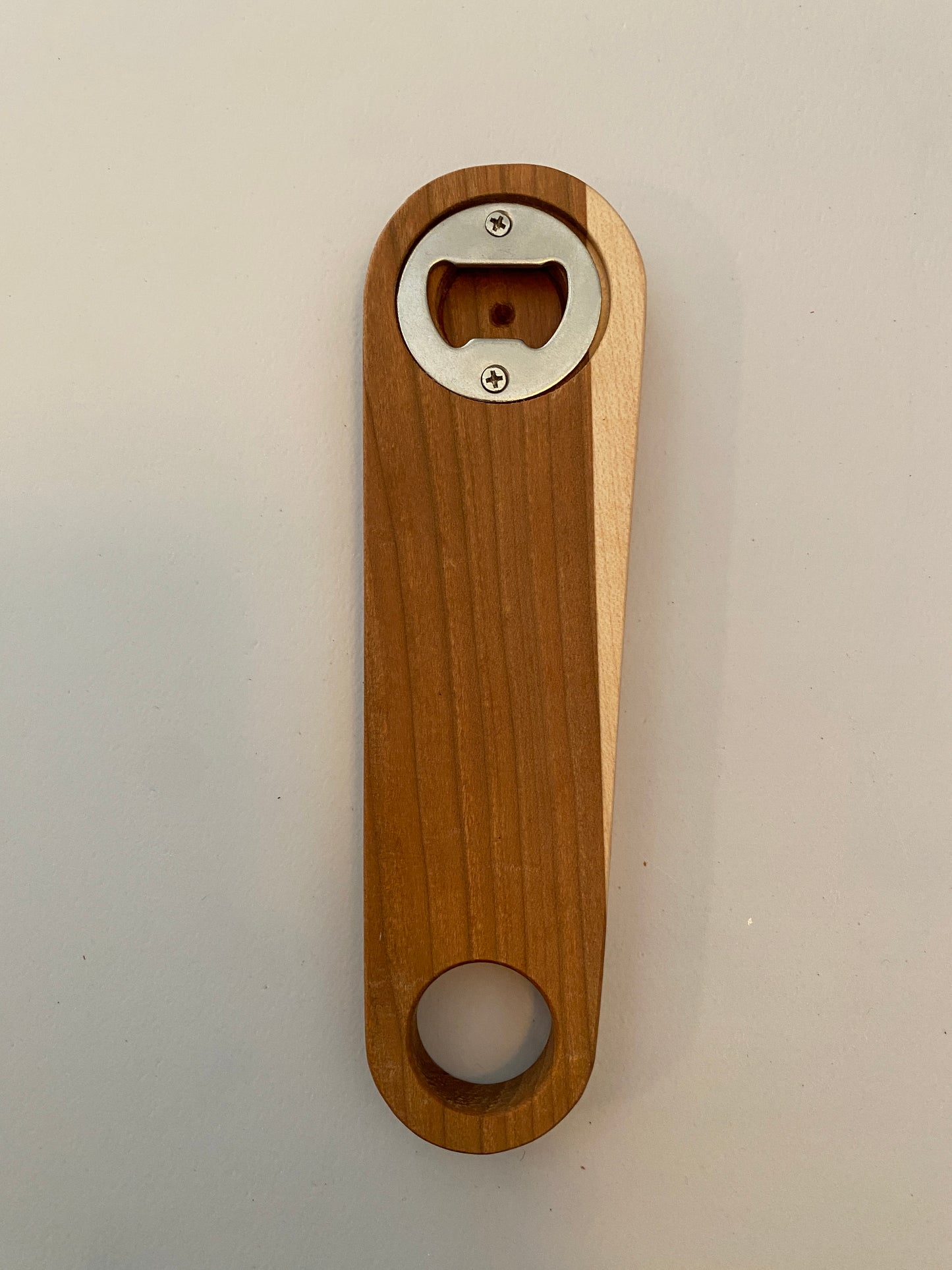 Large Hardwood Bottle Opener - Cherry and Maple