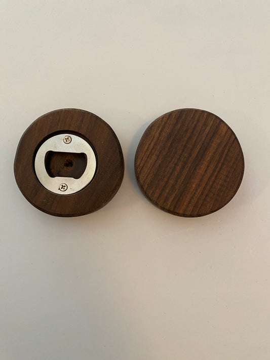 Round Hardwood Bottle Opener - Walnut