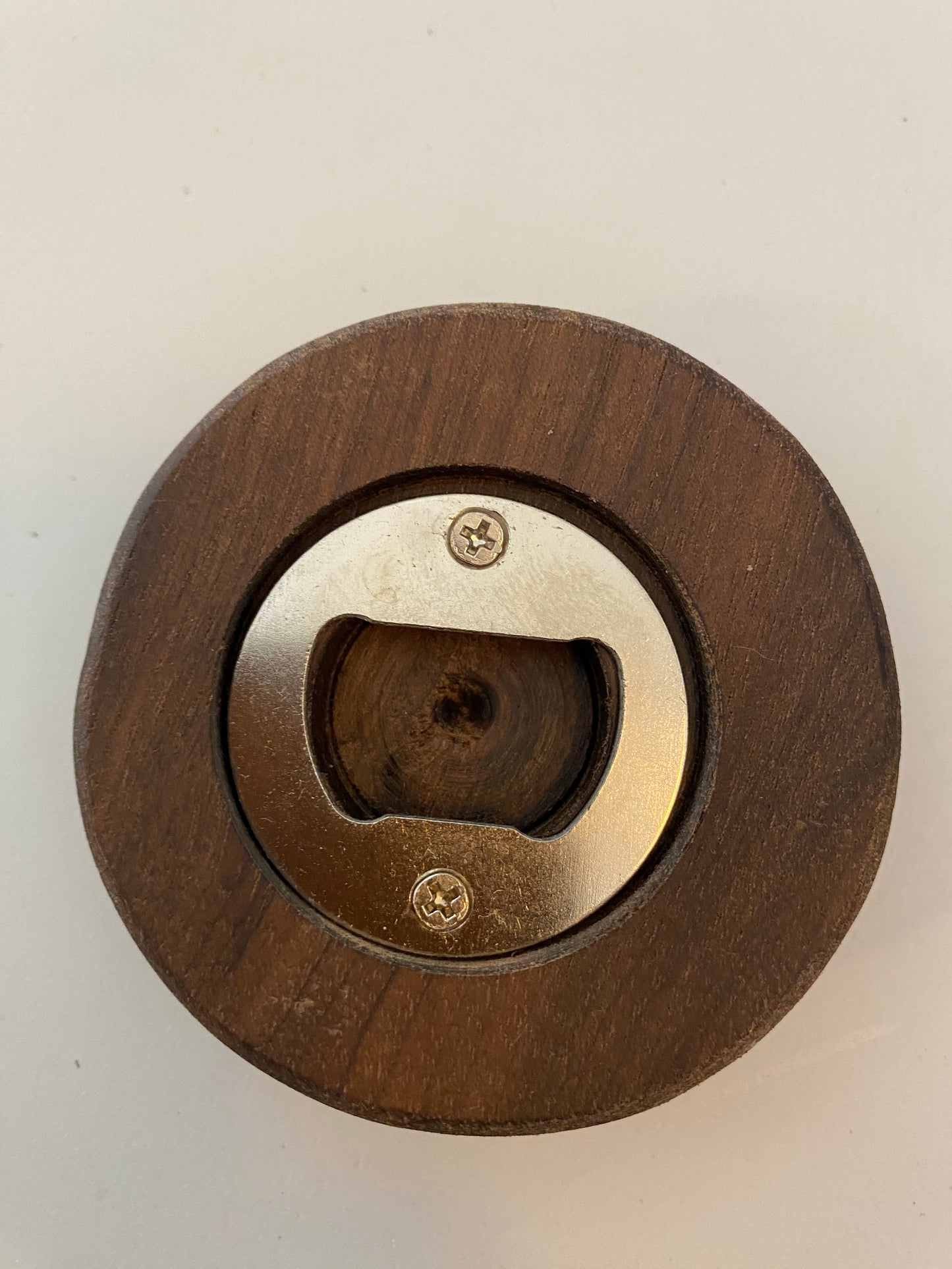 Round Hardwood Bottle Opener - Walnut