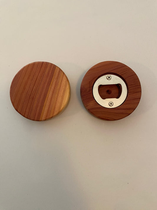 Round Hardwood Bottle Opener - Aromatic Cedar