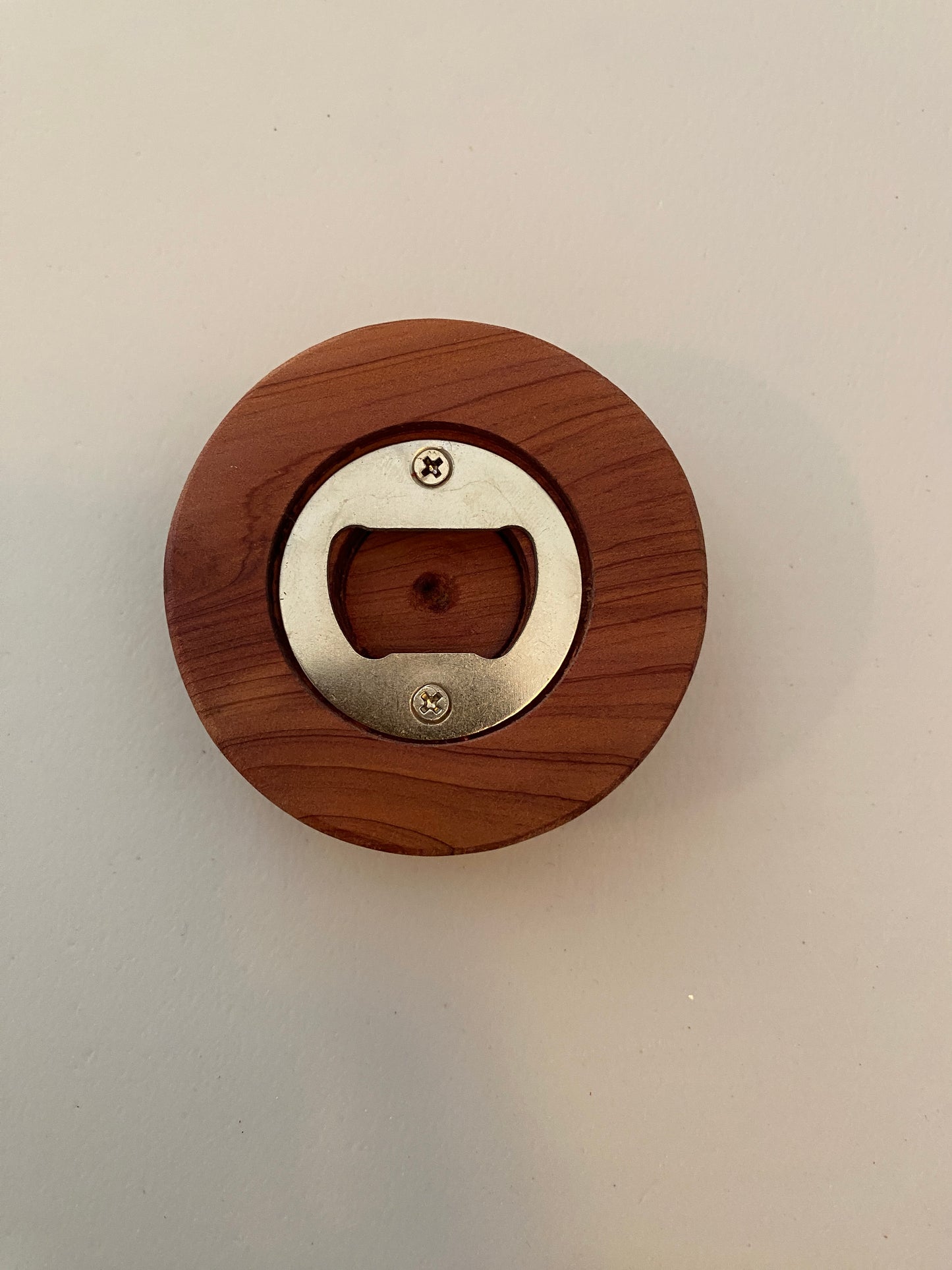 Round Hardwood Bottle Opener - Aromatic Cedar