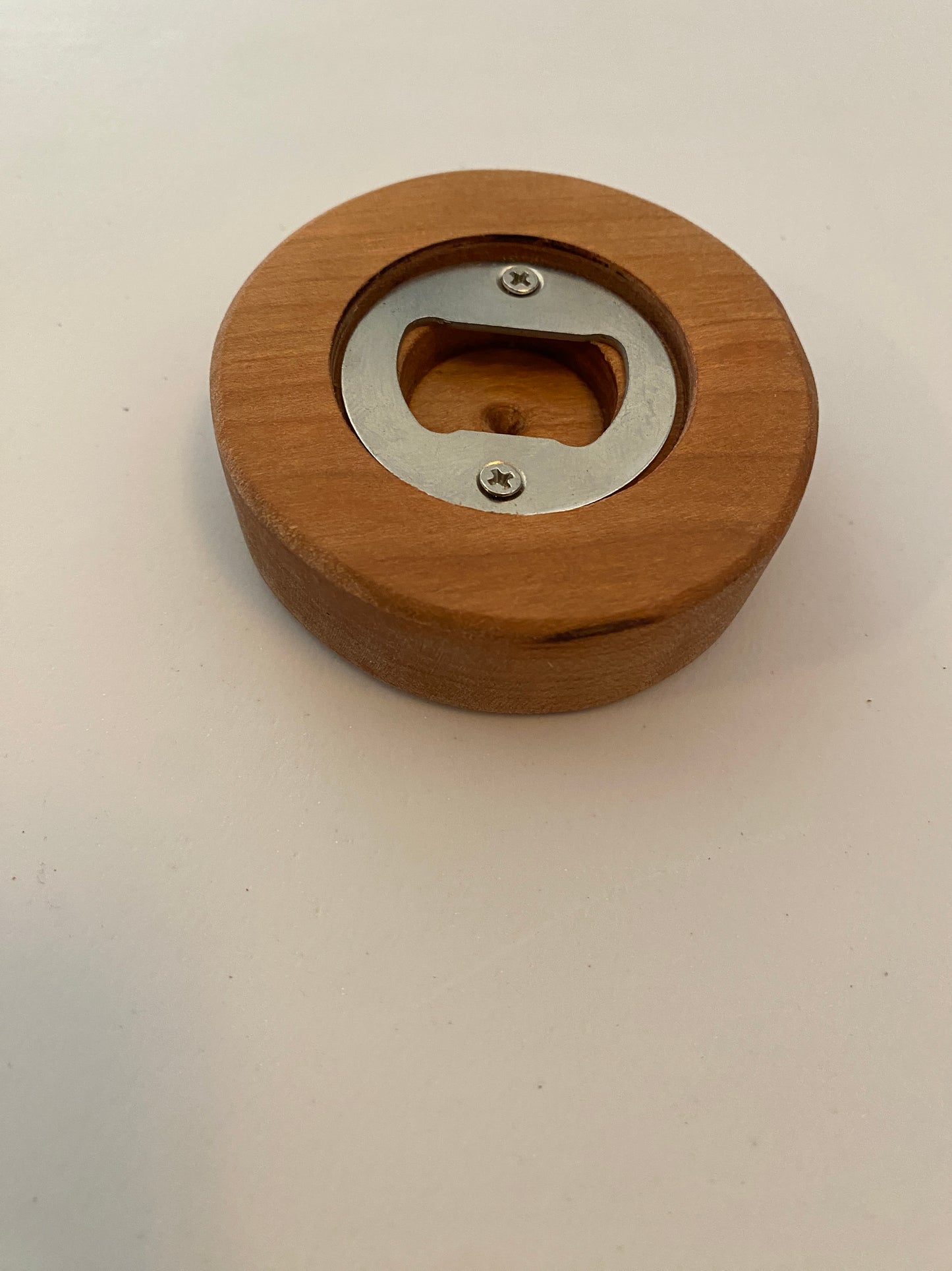 Round Hardwood Bottle Opener - Cherry