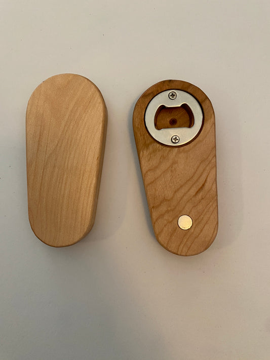 Medium Hardwood Bottle Opener - Maple with magnet