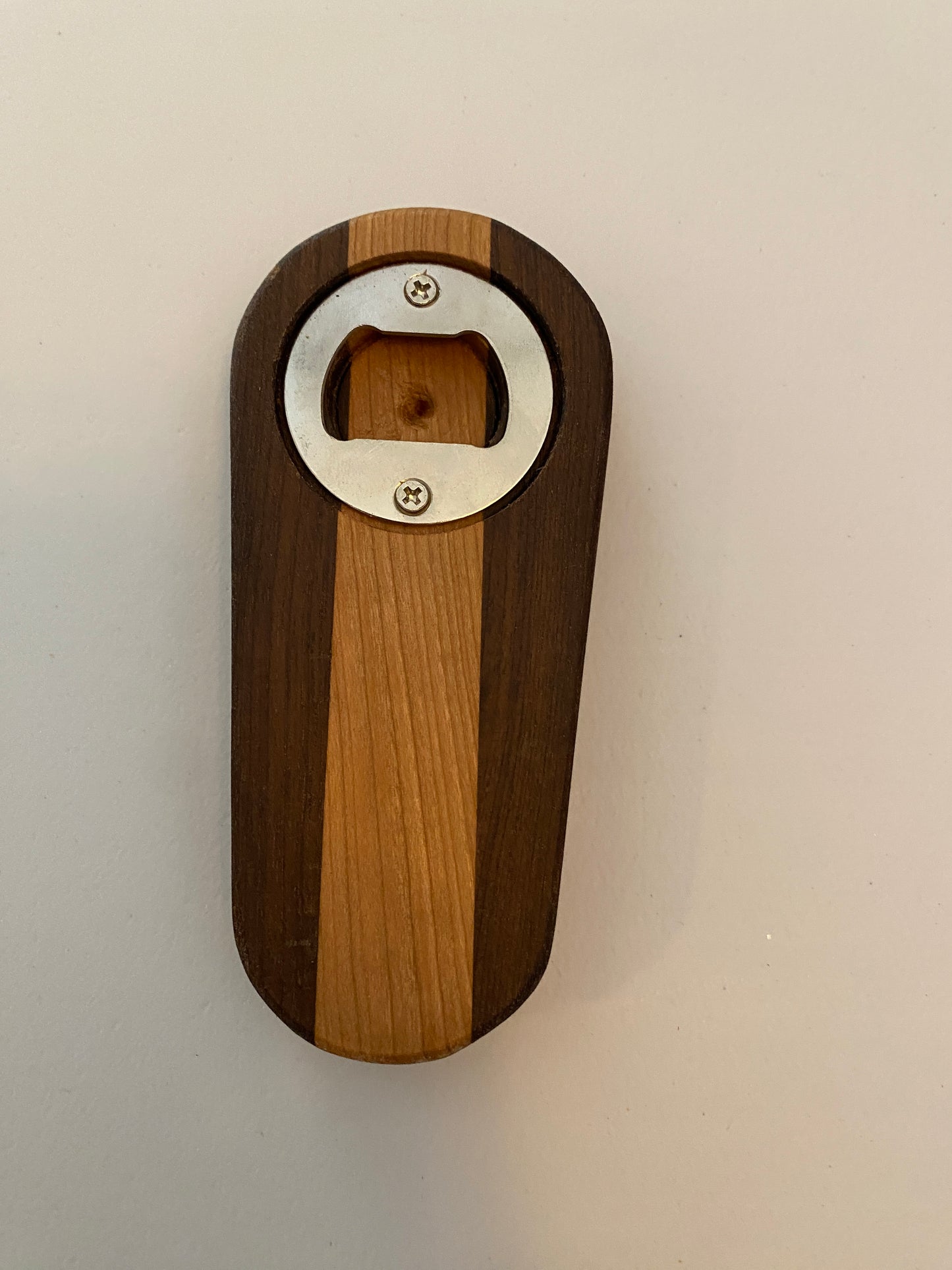 Medium Hardwood Bottle Opener - Walnut and Cherry