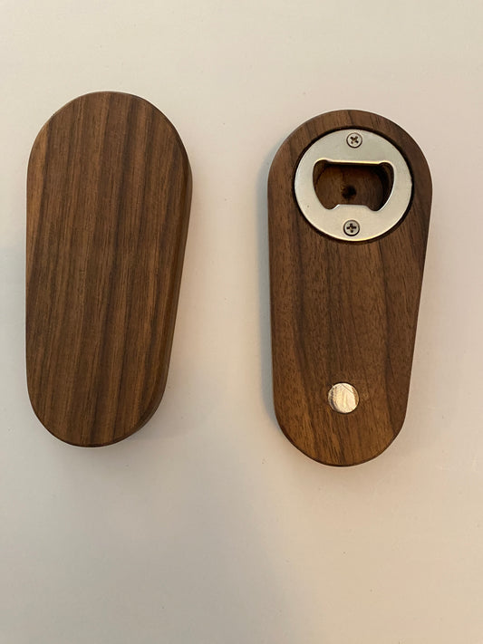 Medium Hardwood Bottle Opener - Walnut with magnet