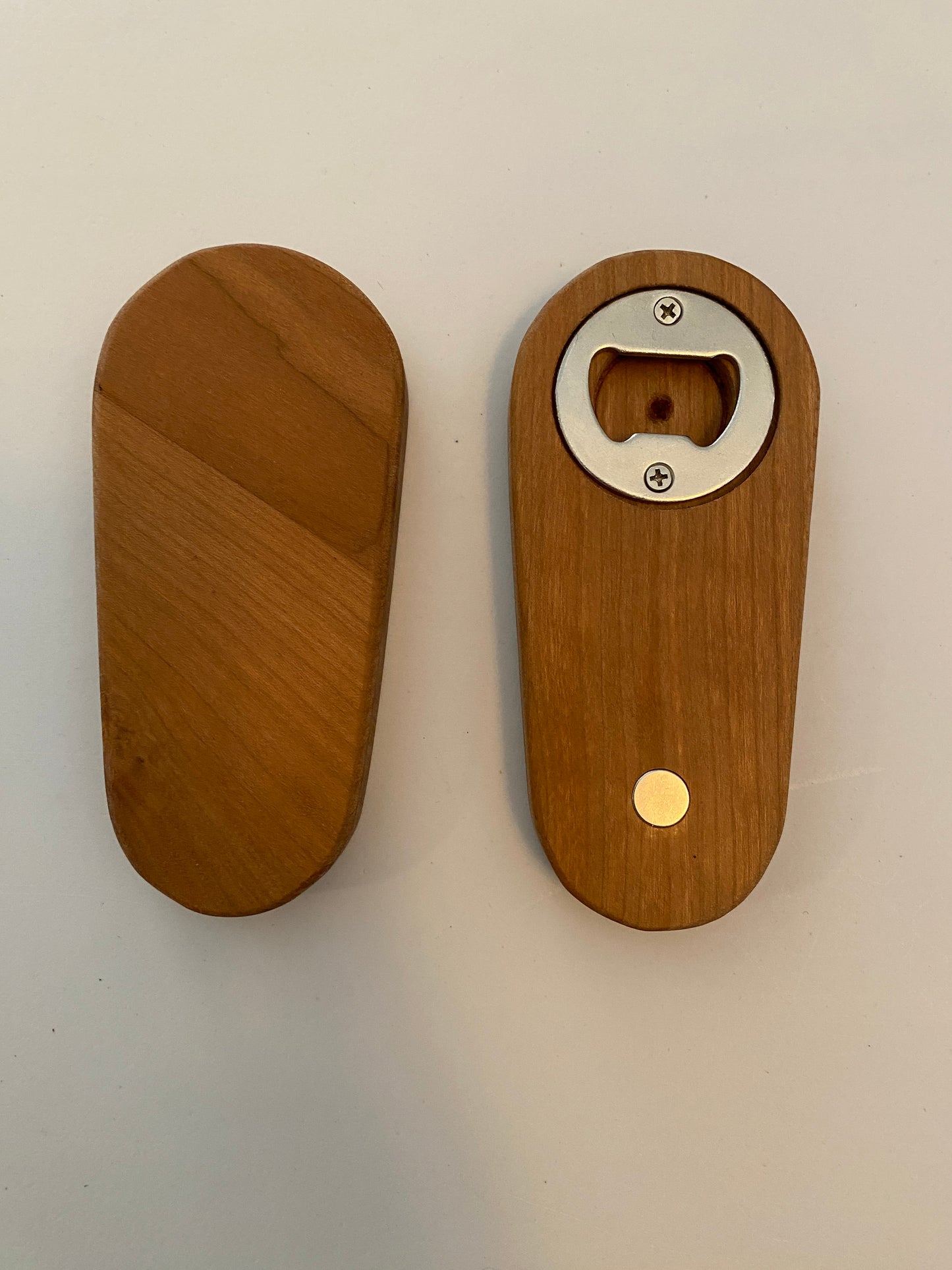 Medium Hardwood Bottle Opener - Cherry with magnet