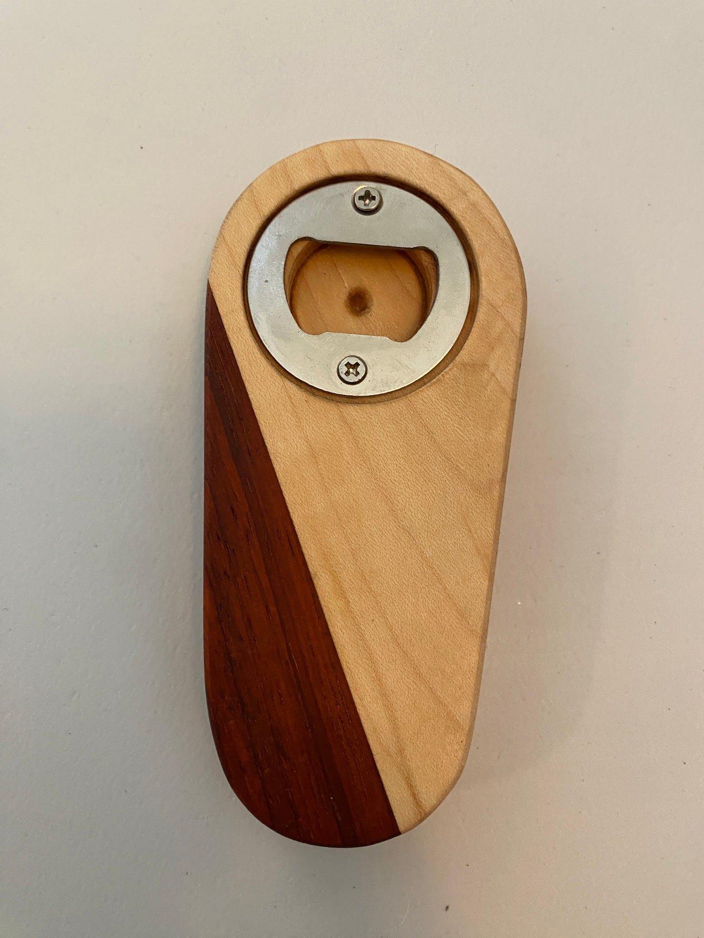 Medium Hardwood Bottle Opener - Padauk and Maple