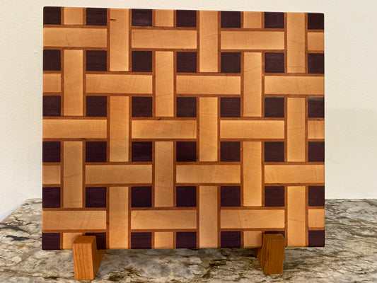 Basketweave end grain cutting board/chopping block Maple, Cherry, and Padauk