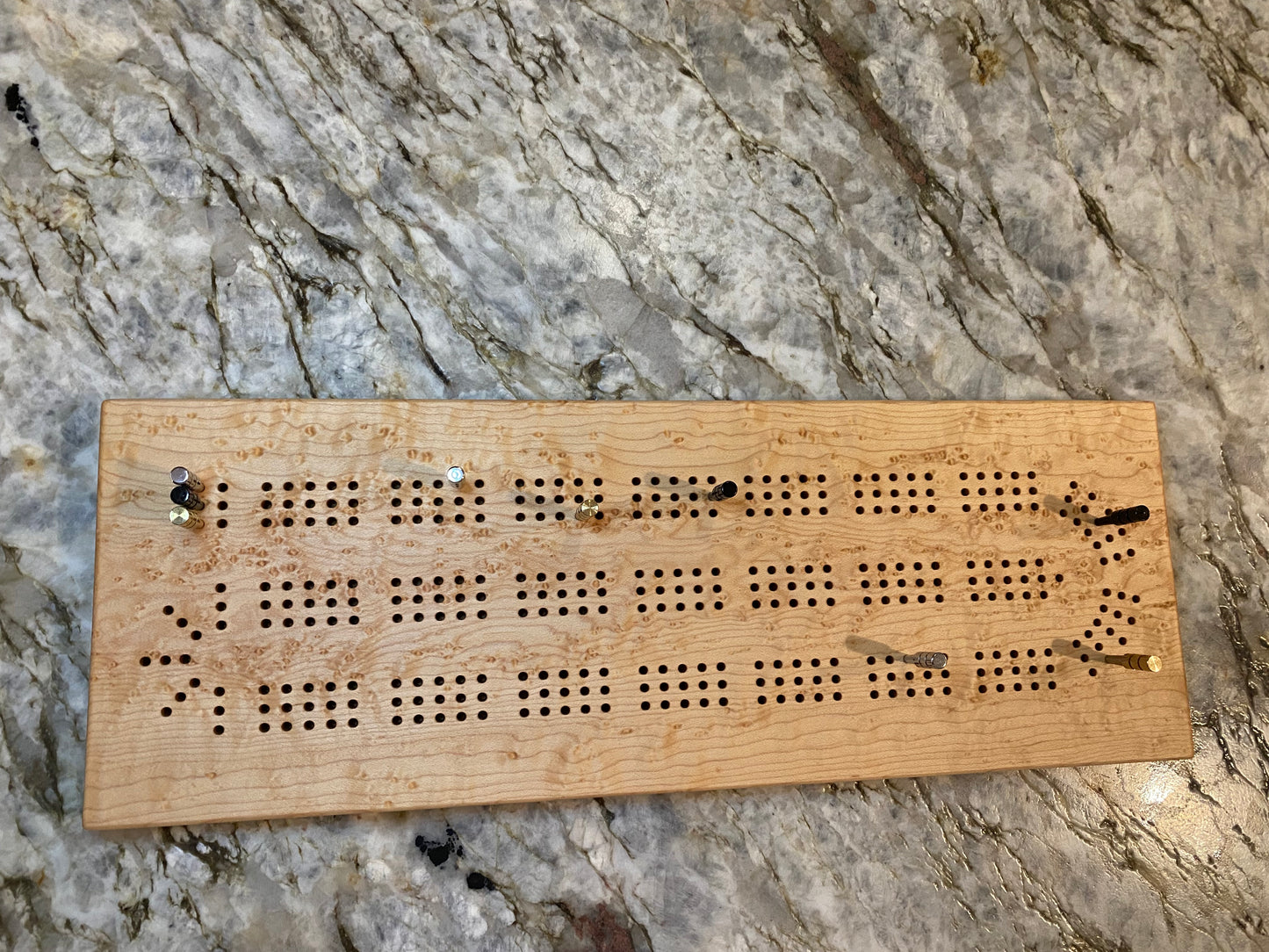 Birdseye maple Cribbage Board (Customizable) - 3 lane