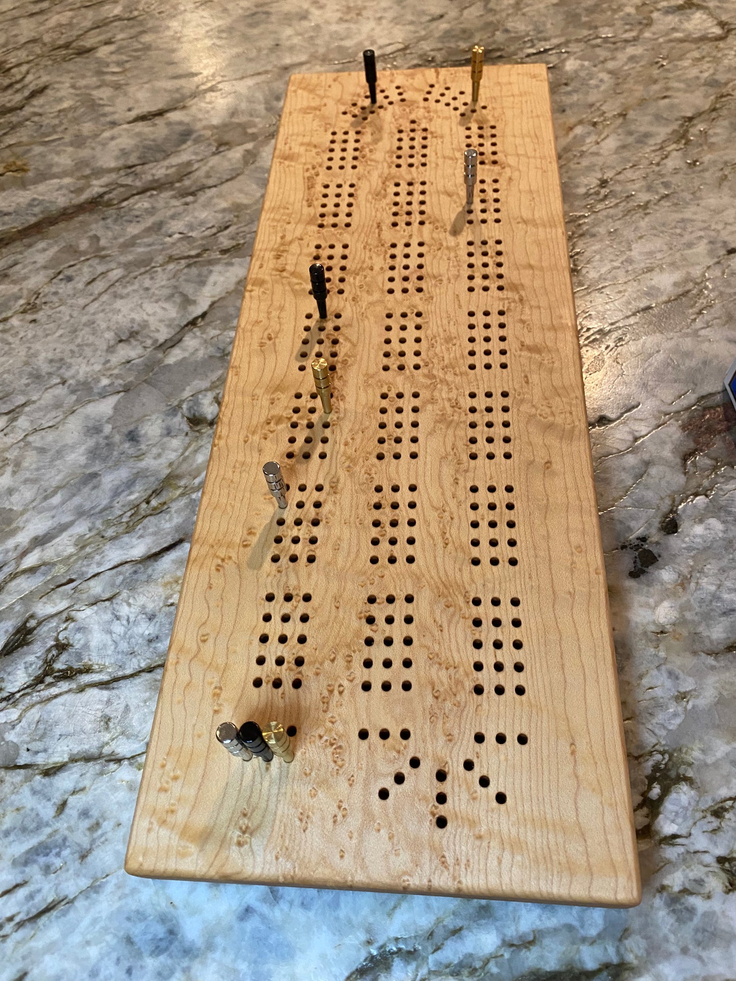 Birdseye maple Cribbage Board (Customizable) - 3 lane