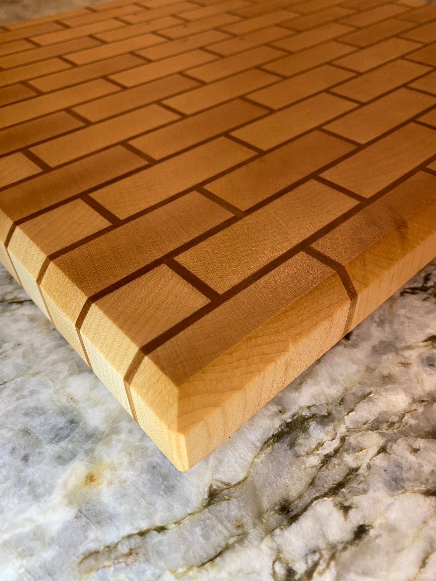 Subway pattern end grain cutting board Maple and Cherry