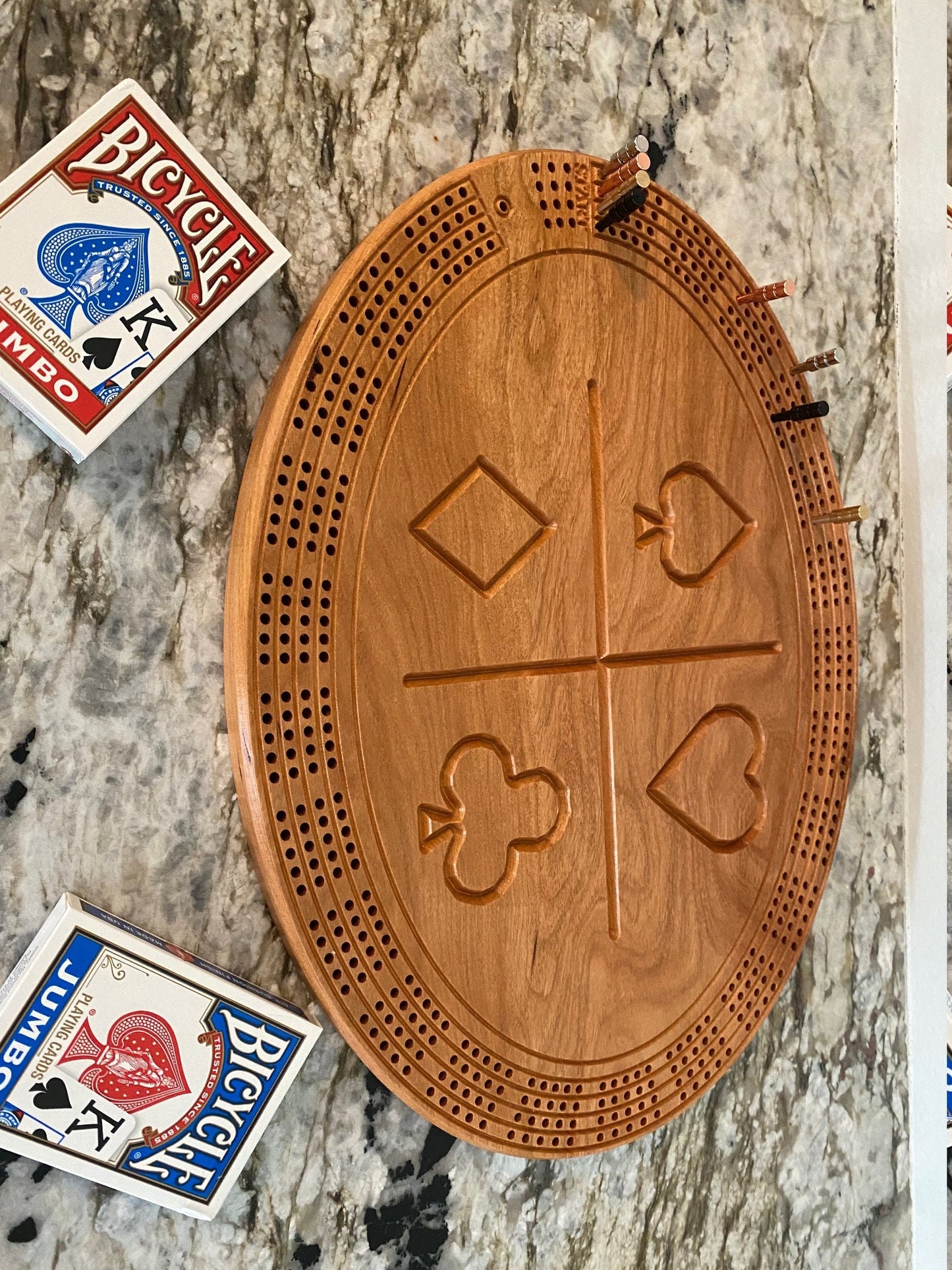 Cribbage Board (Customizable - Cherry or Walnut) - 4 lane