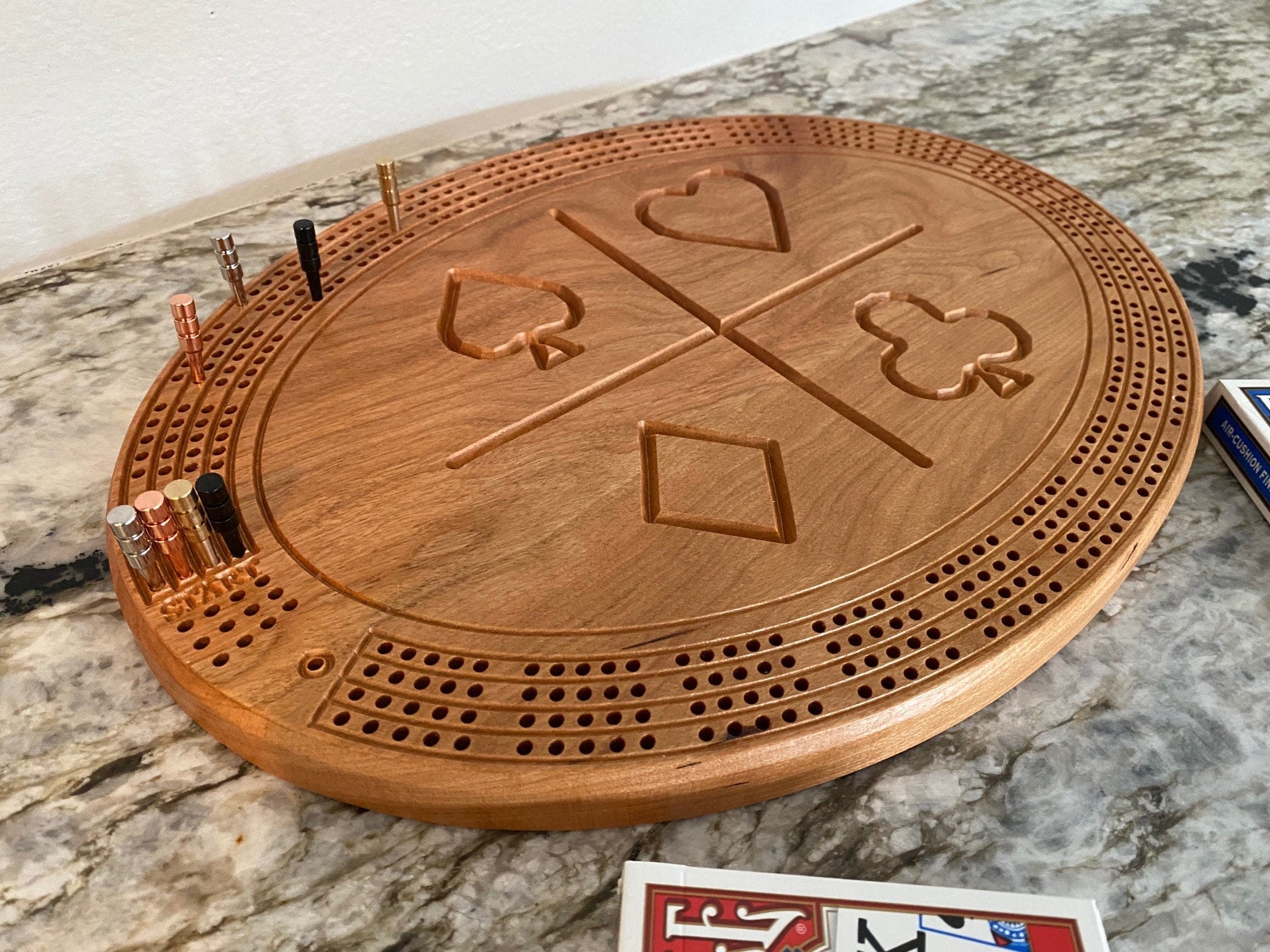 Cribbage Board (Customizable - Cherry good or Walnut) - 4 lane