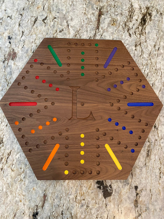 Aggravation game board - customizable with 4 player and 6 player options (or make double sided) in walnut or cherry