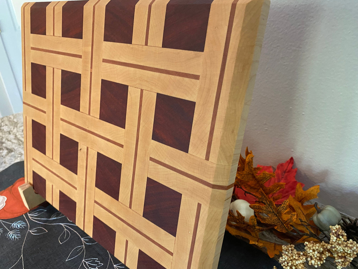 Basketweave end grain cutting board/chopping block Maple, Padauk and Cherry