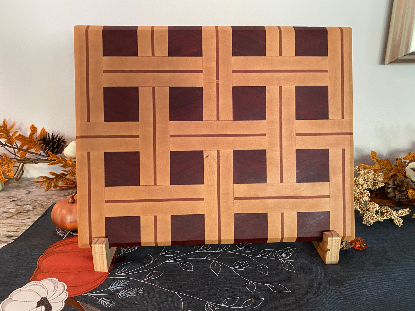 Basketweave end grain cutting board/chopping block Maple, Padauk and Cherry