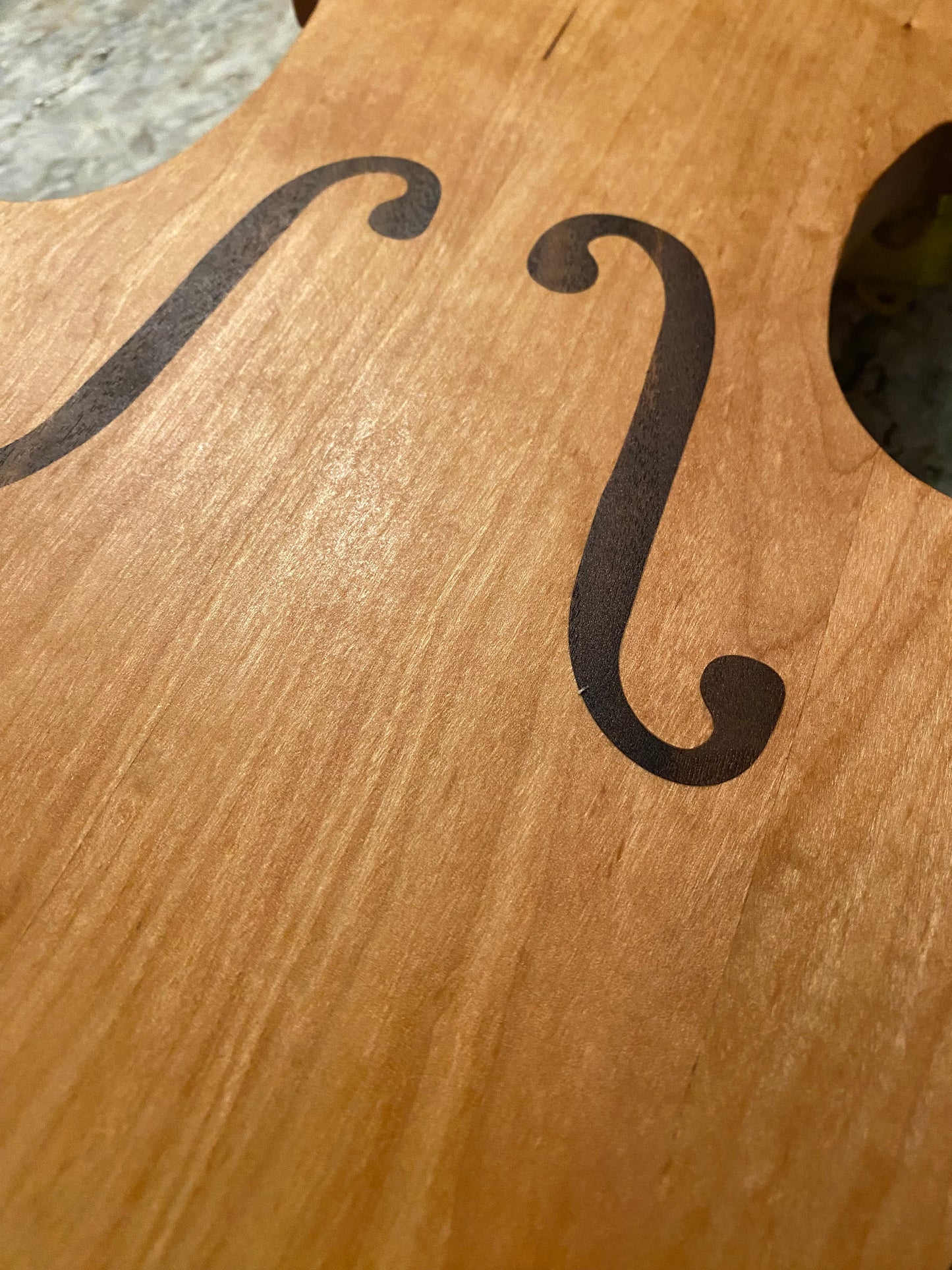 Cello shaped charcuterie board - cherry with walnut inlays