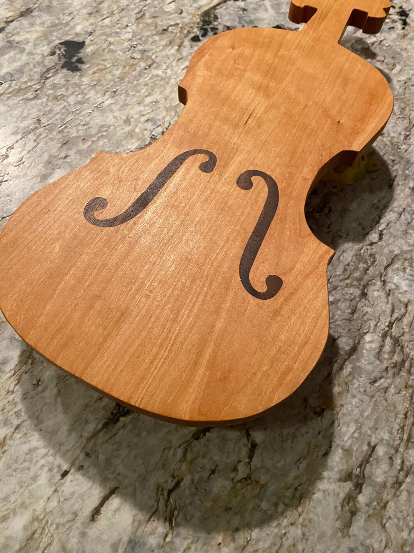 Cello shaped charcuterie board - cherry with walnut inlays