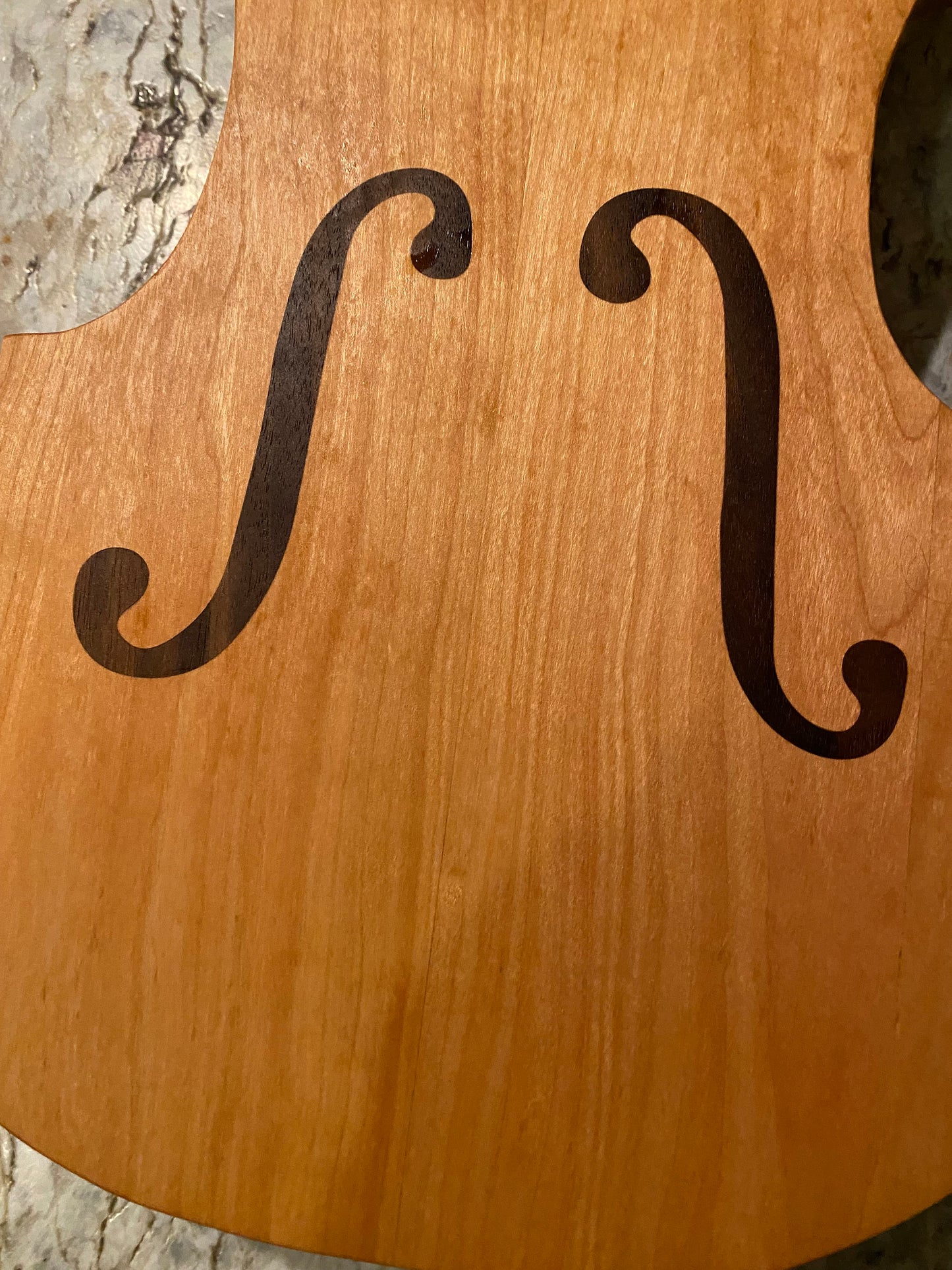 Cello shaped charcuterie board - cherry with walnut inlays