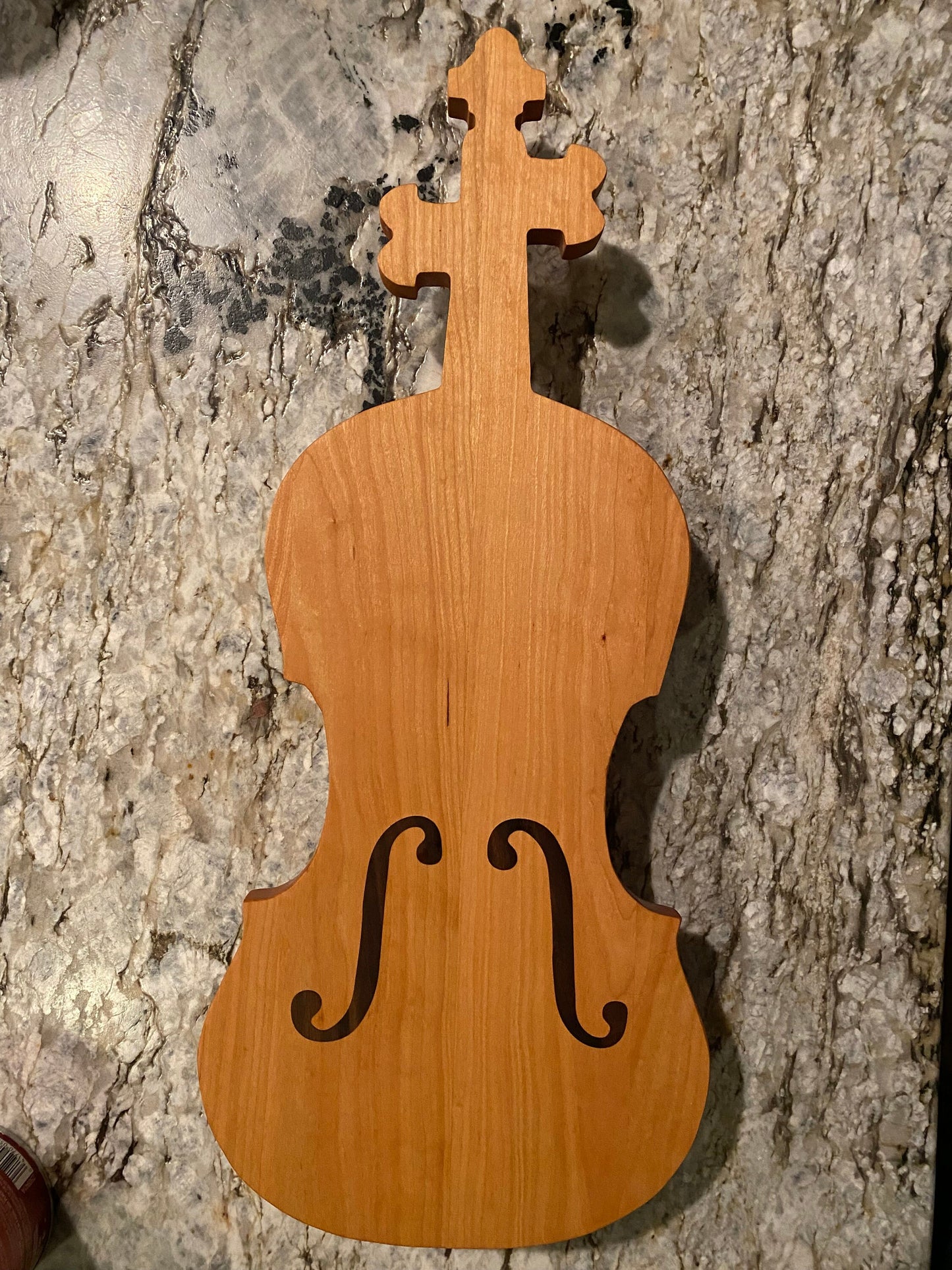 Cello shaped charcuterie board - cherry with walnut inlays