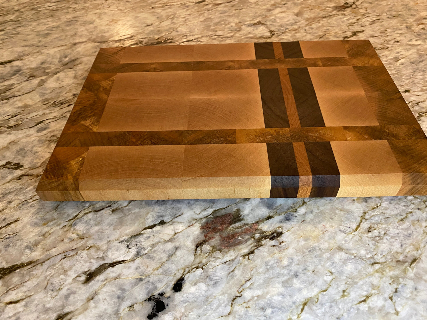 Walnut, Maple, Figured Maple and Cherry end grain bar board