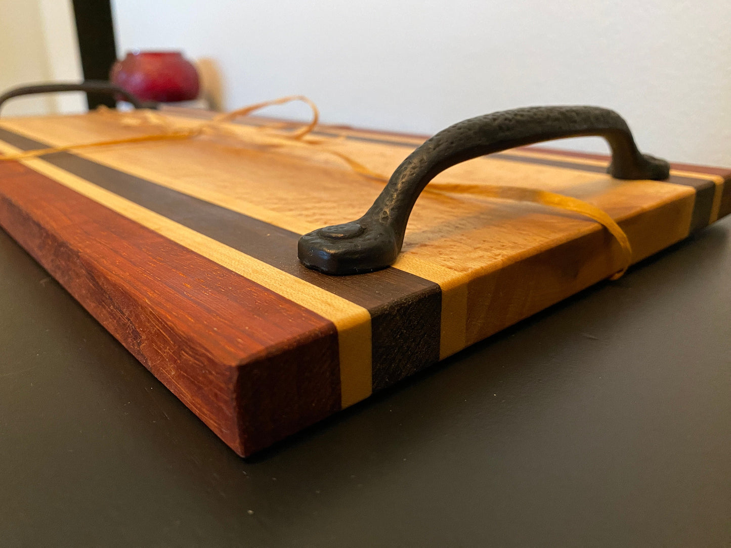 Birds Eye Maple, Maple, Walnut and Padauk Cutting/Charcuterie Board with handles