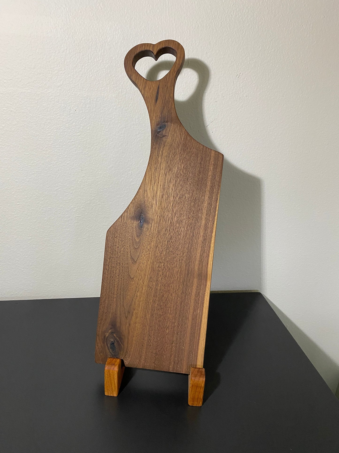 Classic walnut charcuterie board with heart handle