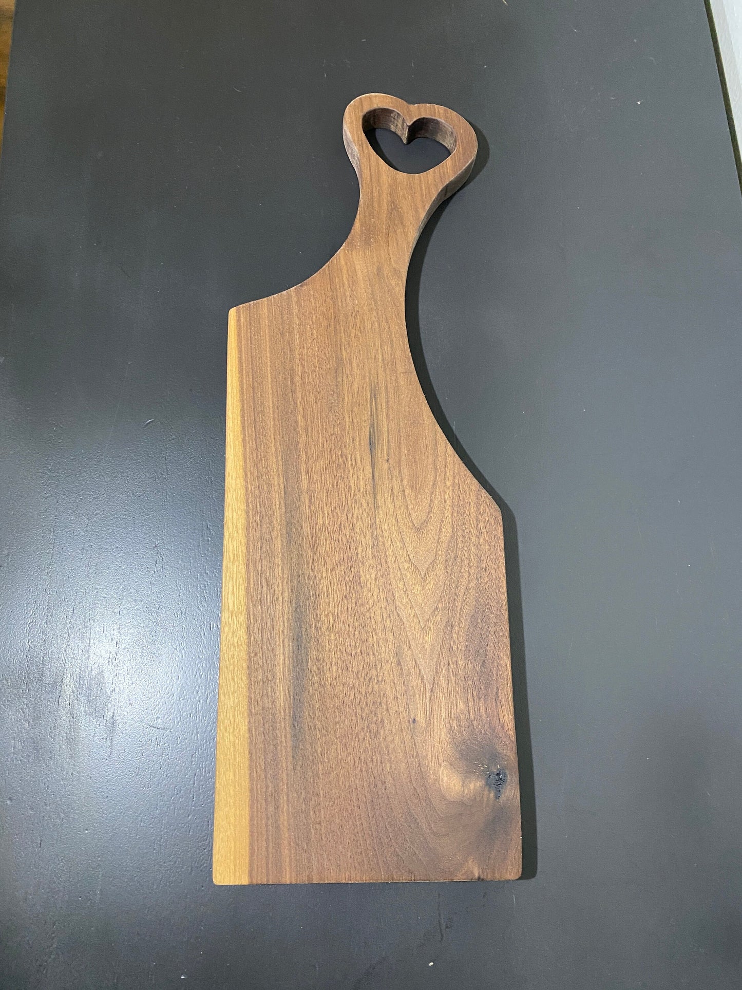 Classic walnut charcuterie board with heart handle