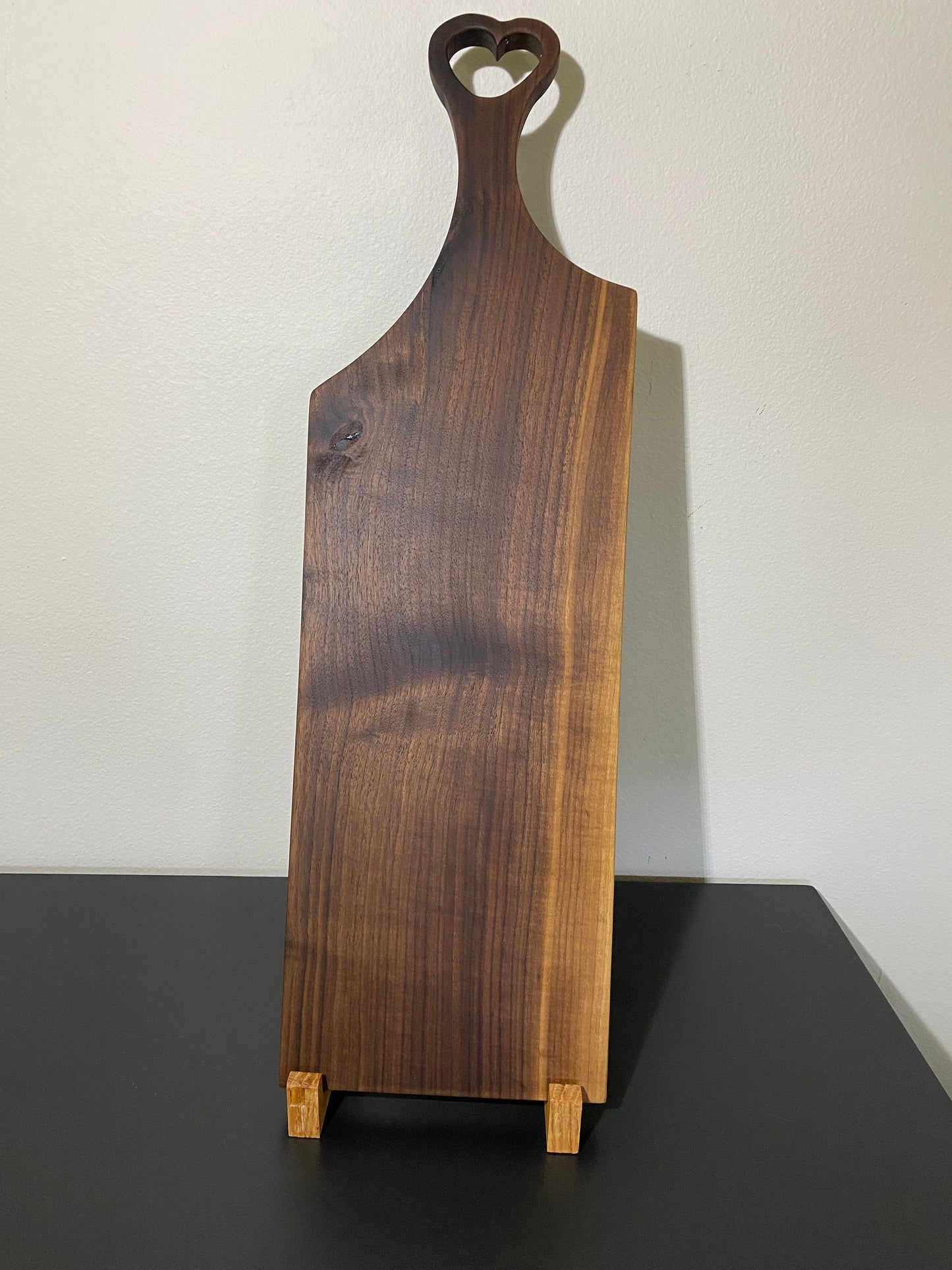 Classic walnut charcuterie board with heart handle