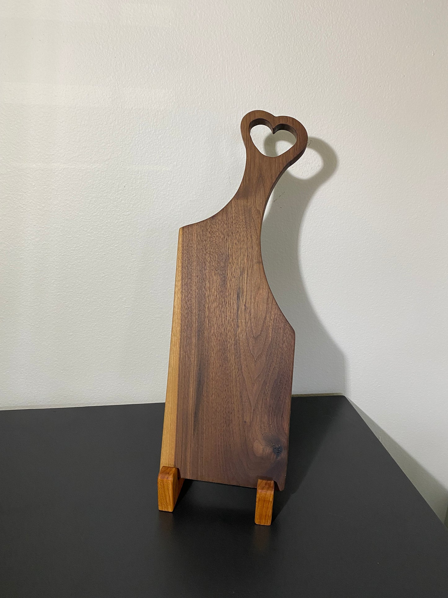 Classic walnut charcuterie board with heart handle